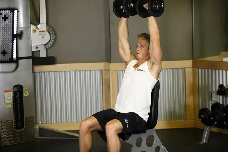 Arnold Dumbbell Press: end position