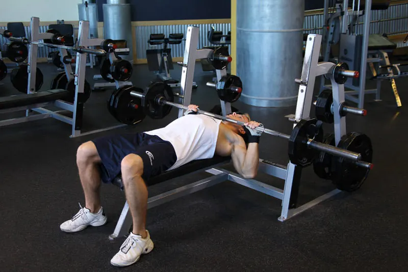 Barbell Guillotine Bench Press: end position