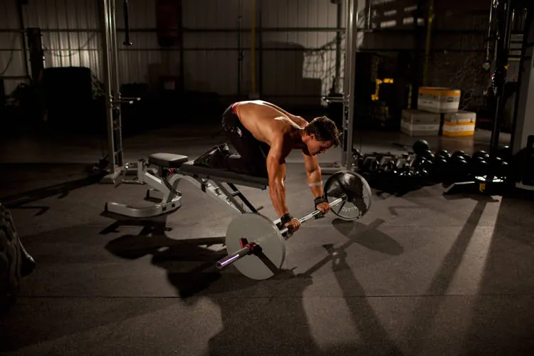 Barbell Rollout from Bench: starting position