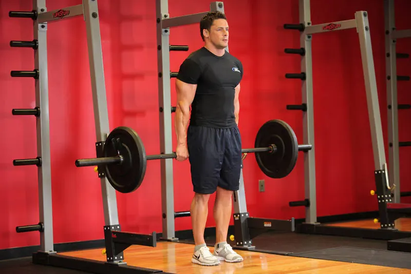 Barbell Shrug Behind The Back: starting position