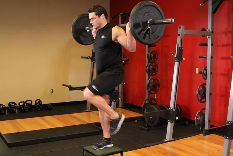 Barbell Step Ups: end position