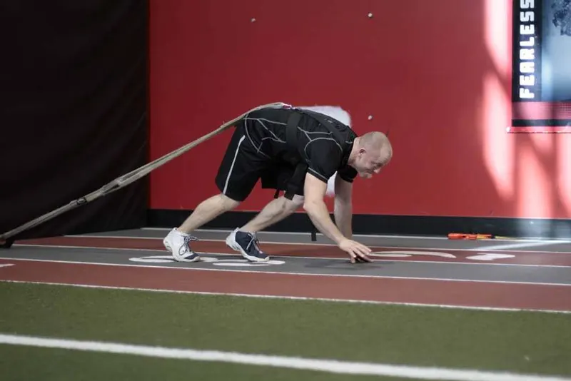 Bear Crawl Sled Drags: starting position