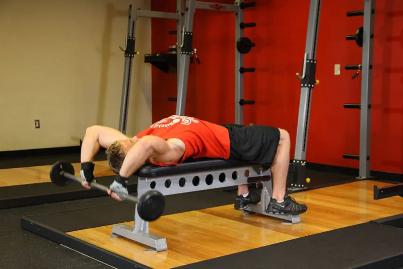 Bent-Arm Barbell Pullover: starting position