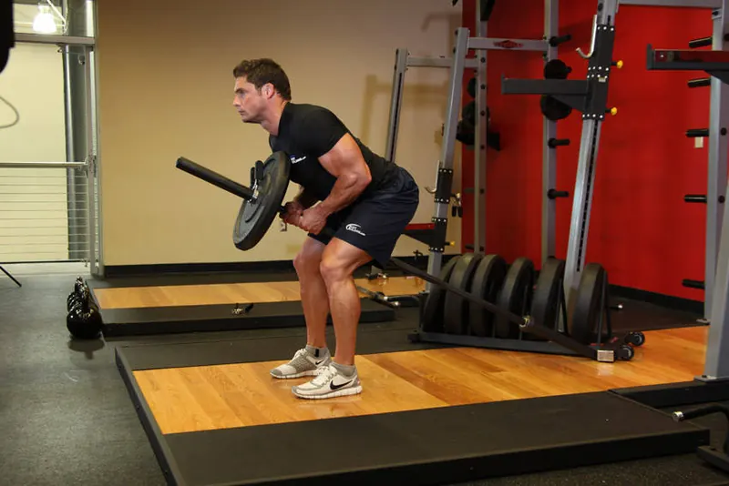Bent Over Two-Arm Long Bar Row: end position