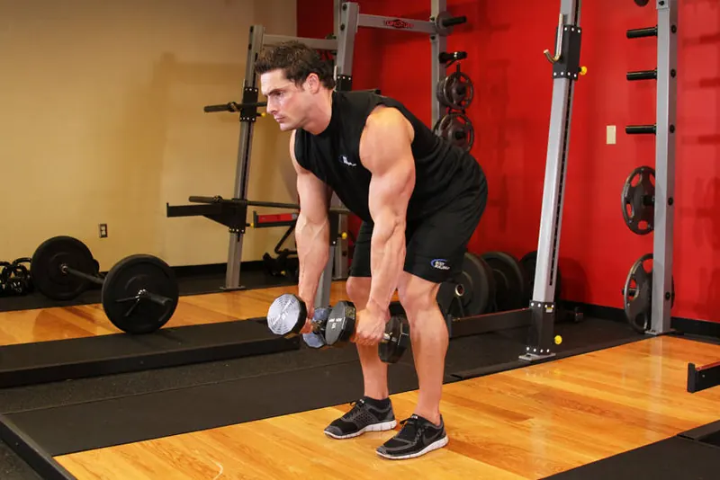 Bent Over Two-Dumbbell Row: starting position