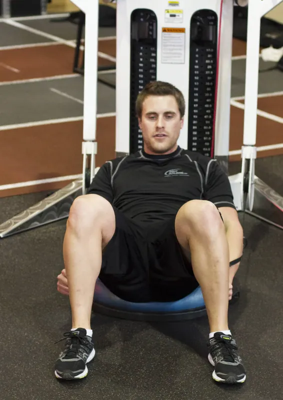 Bosu Ball Cable Crunch With Side Bends: starting position