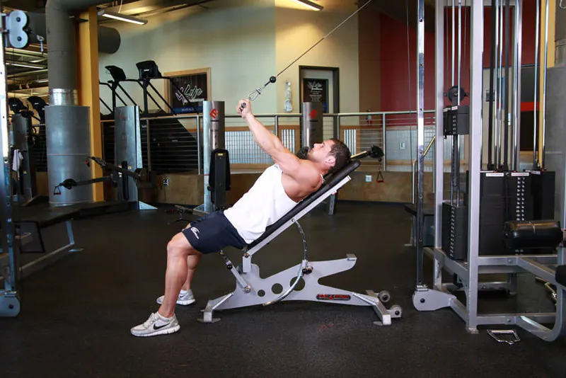 Cable Incline Triceps Extension: end position