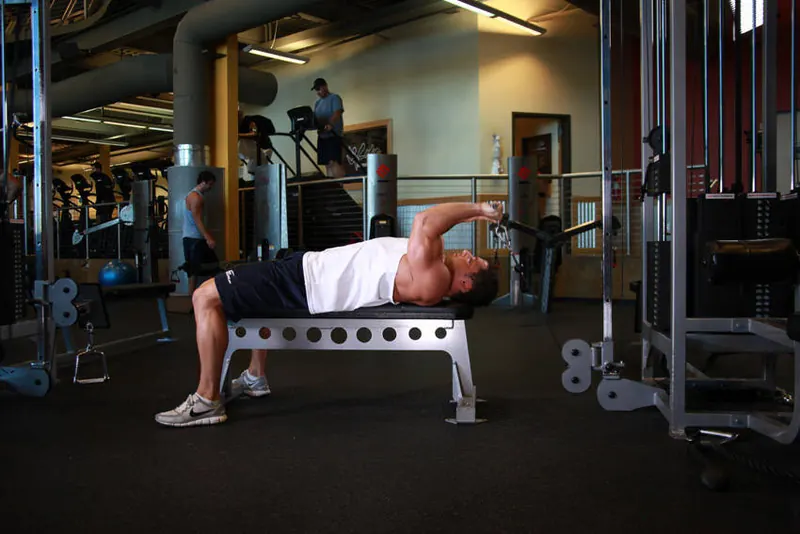 Cable Lying Triceps Extension: starting position