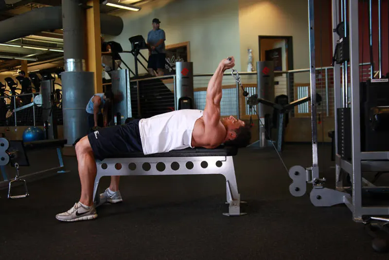 Cable Lying Triceps Extension: end position