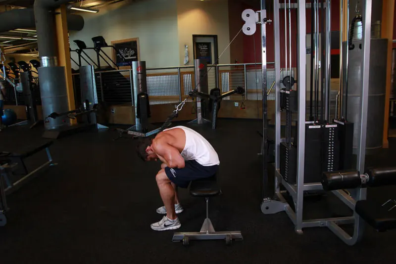 Cable Seated Crunch: end position