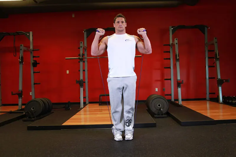 Calf Raises - With Bands: end position