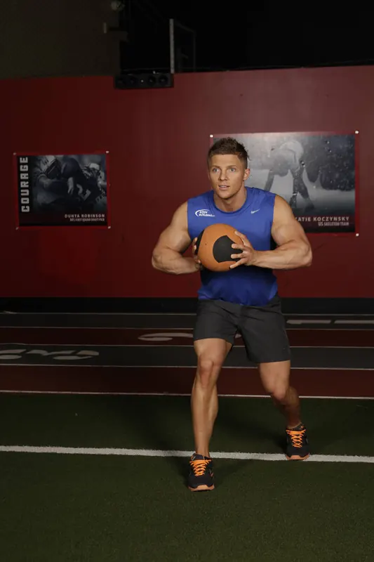 Chest Push with Run Release: end position