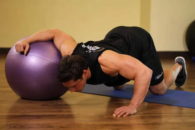 Chest Stretch on Stability Ball: starting position