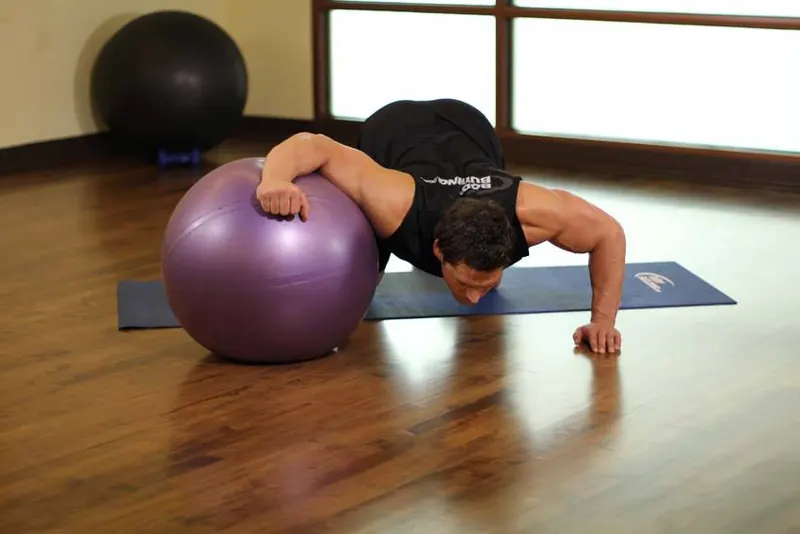 Chest Stretch on Stability Ball: end position