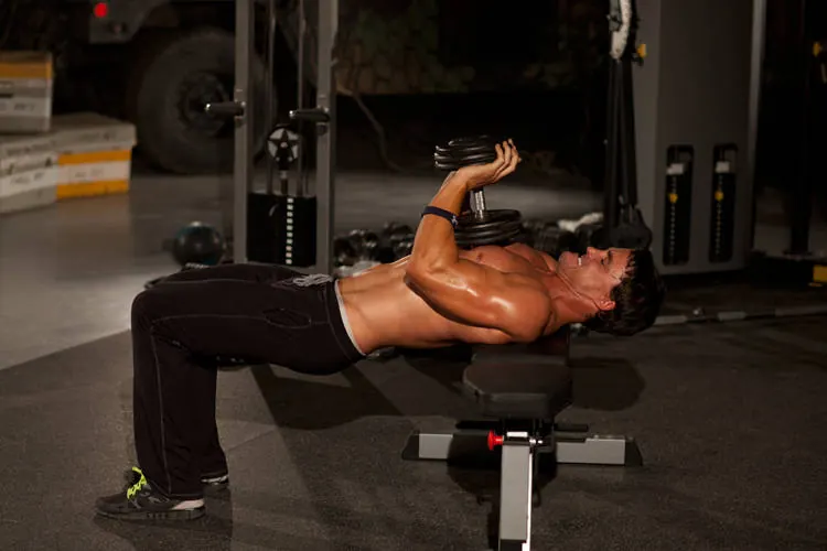 Close-Grip Dumbbell Press: end position