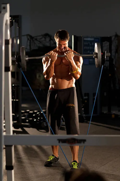 Close-Grip EZ-Bar Curl with Band: end position
