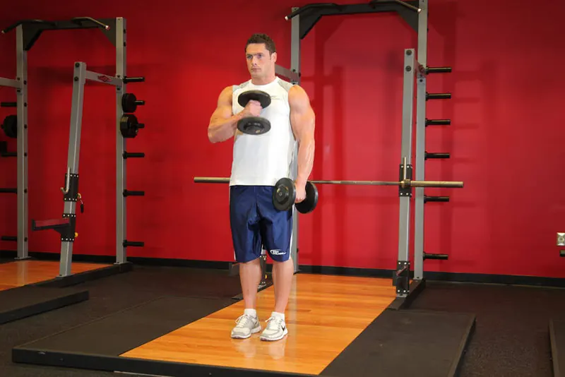 Cross Body Hammer Curl: starting position