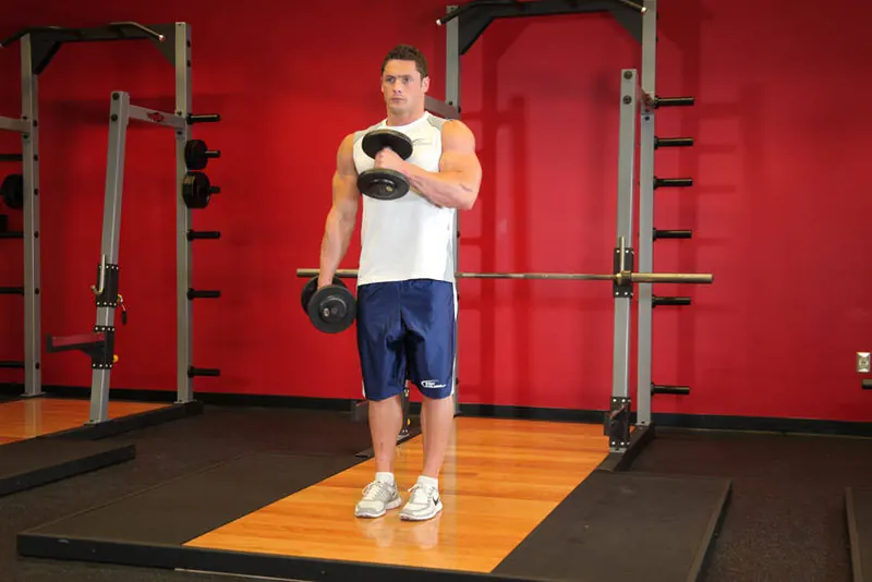 Cross Body Hammer Curl: end position