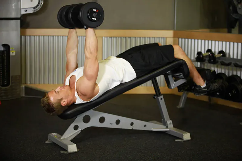 Decline Dumbbell Bench Press: end position