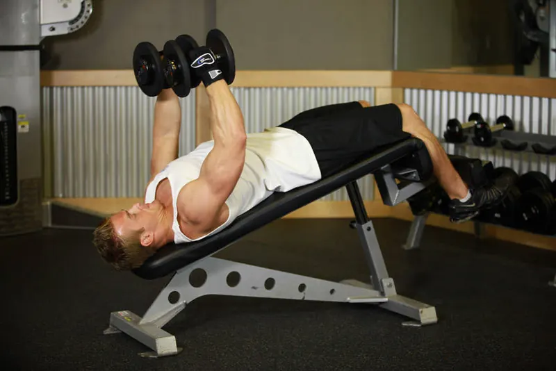 Decline Dumbbell Flyes: starting position