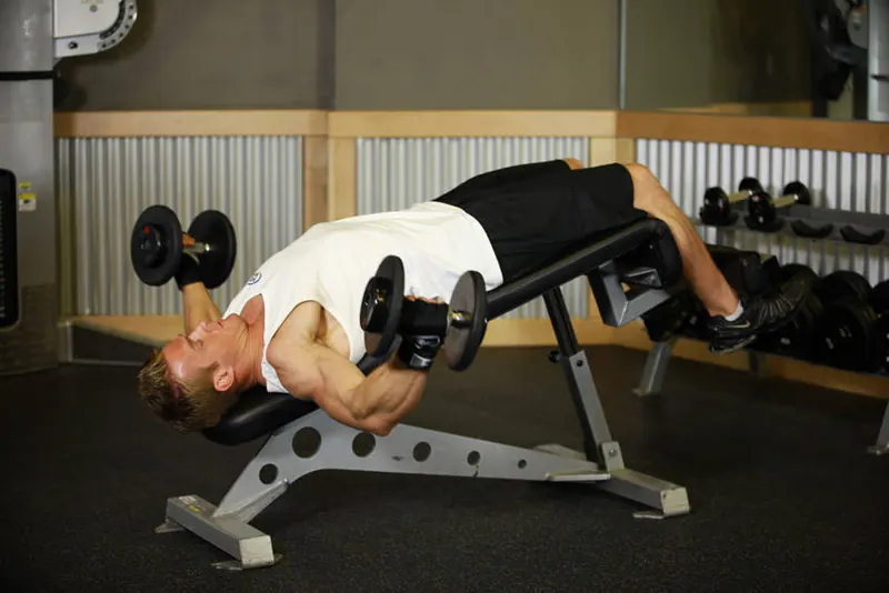 Decline Dumbbell Flyes: end position