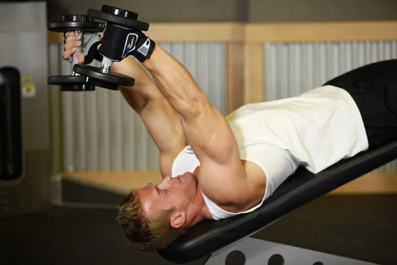Decline Dumbbell Triceps Extension: starting position
