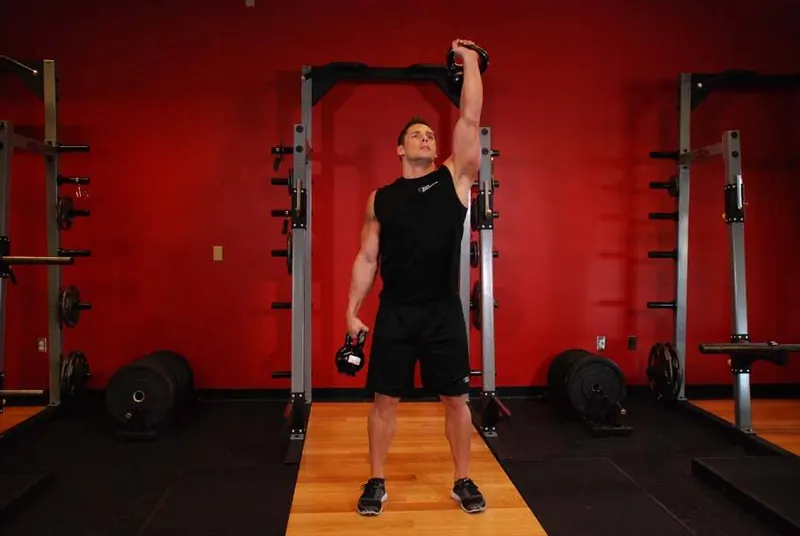 Double Kettlebell Windmill: starting position