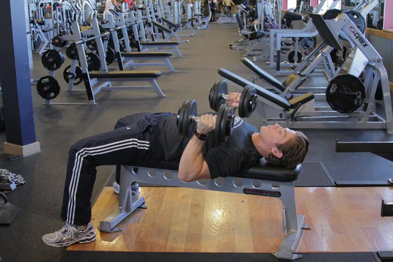 Dumbbell Bench Press with Neutral Grip: end position