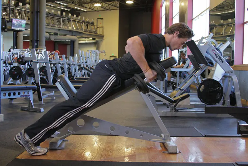 Dumbbell Incline Row: end position