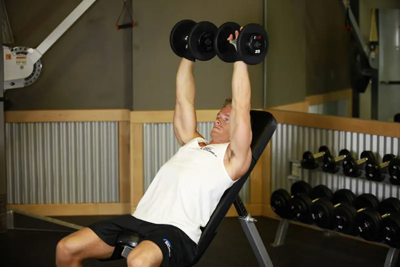 Dumbbell Incline Shoulder Raise: starting position