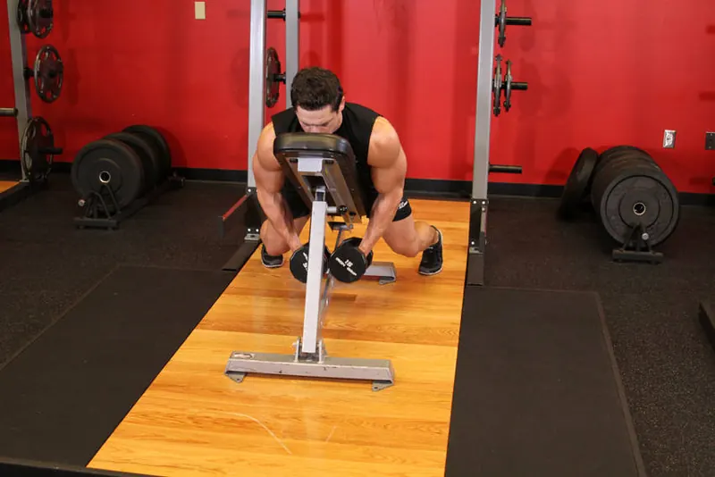 Dumbbell Lying Rear Lateral Raise: starting position