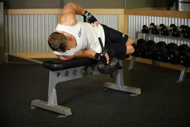 Dumbbell Lying Supination: end position