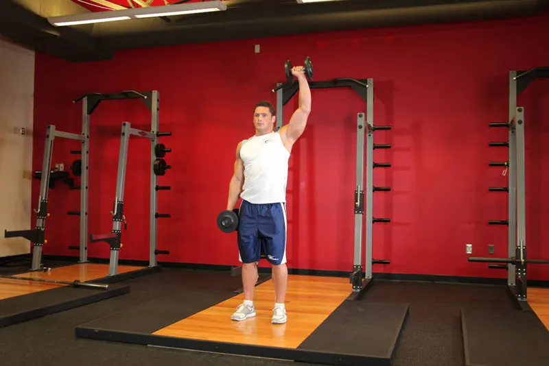 Dumbbell One-Arm Shoulder Press: end position