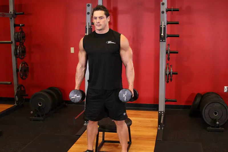 Dumbbell Squat To A Bench: starting position