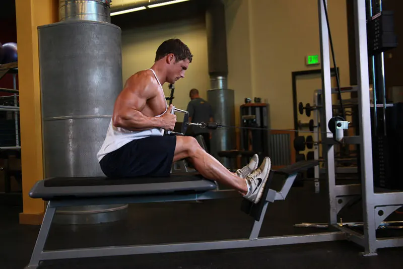Elevated Cable Rows: end position