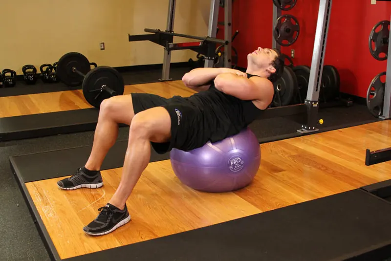 Exercise Ball Crunch: end position