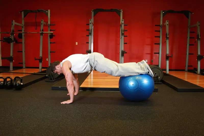 Exercise Ball Pull-In: starting position
