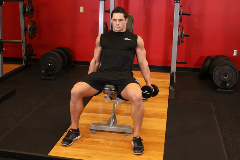 Flexor Incline Dumbbell Curls: starting position