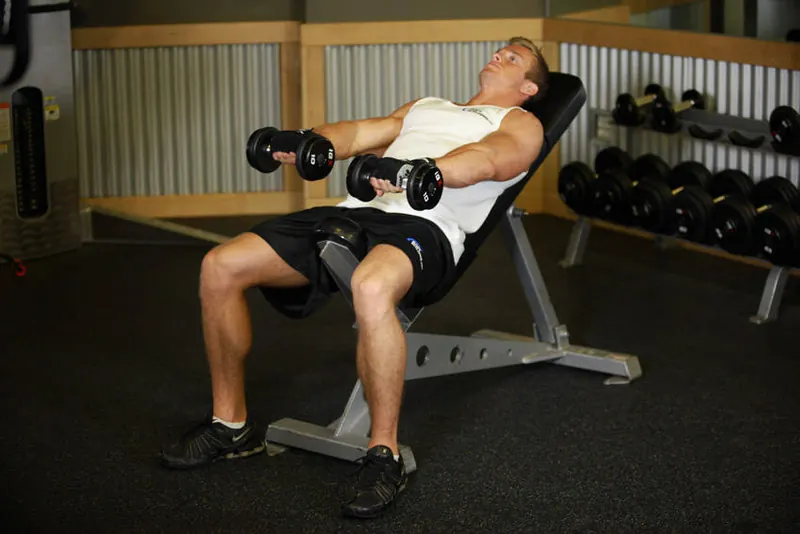 Front Incline Dumbbell Raise: starting position