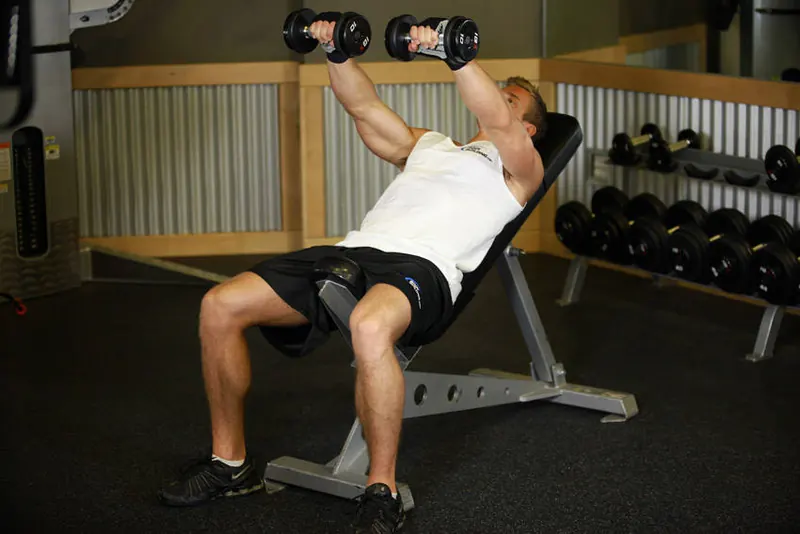 Front Incline Dumbbell Raise: end position