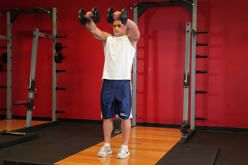 Front Two-Dumbbell Raise: end position
