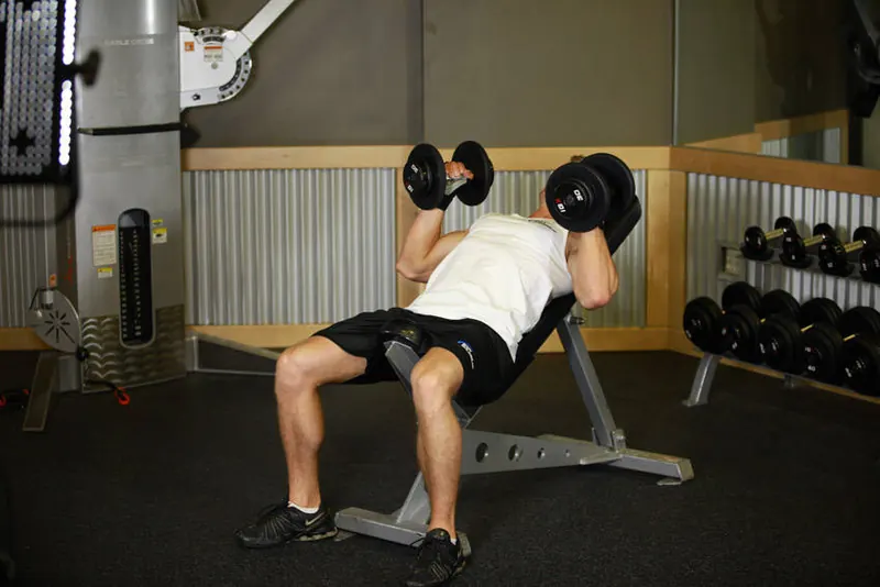 Hammer Grip Incline DB Bench Press: starting position