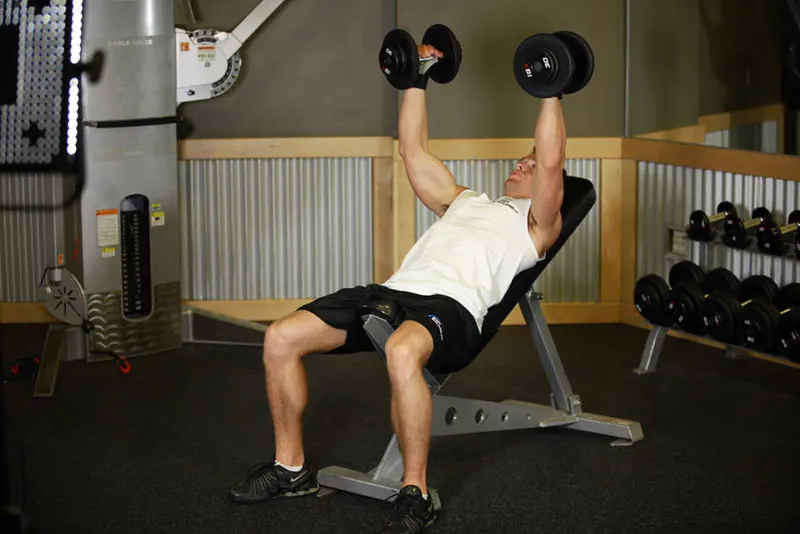 Hammer Grip Incline DB Bench Press: end position
