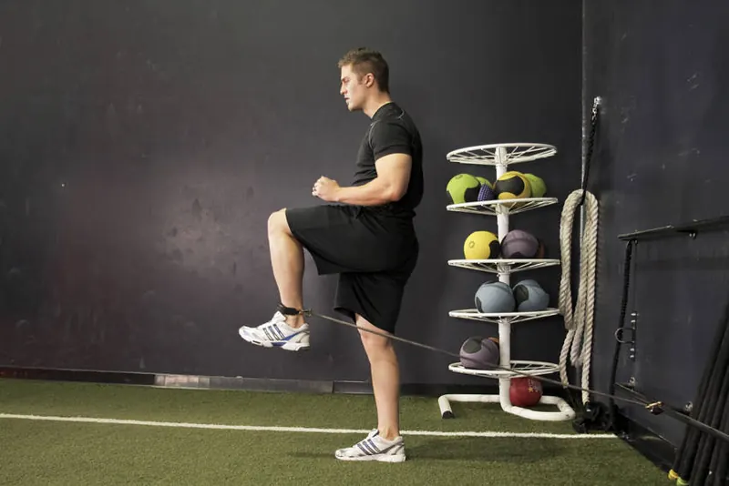 Hip Flexion with Band: end position