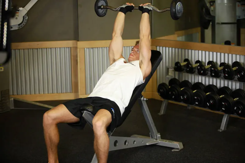 Incline Barbell Triceps Extension: end position