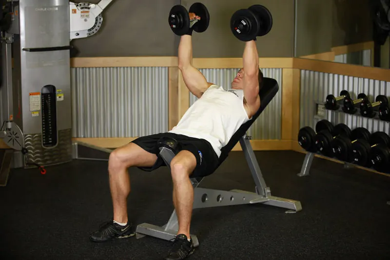 Incline Dumbbell Bench With Palms Facing In: starting position