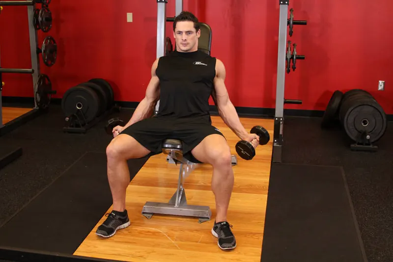 Incline Inner Biceps Curl: starting position