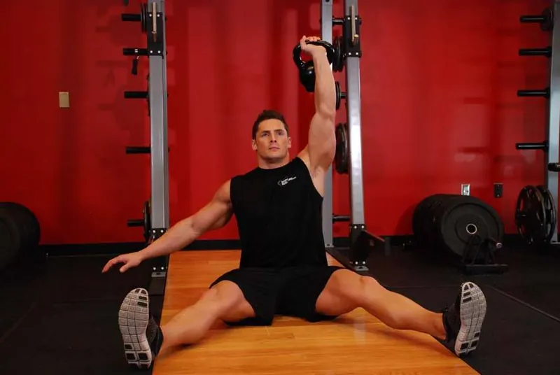 Kettlebell Seated Press: end position