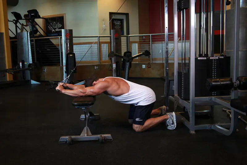 Kneeling Cable Triceps Extension: end position
