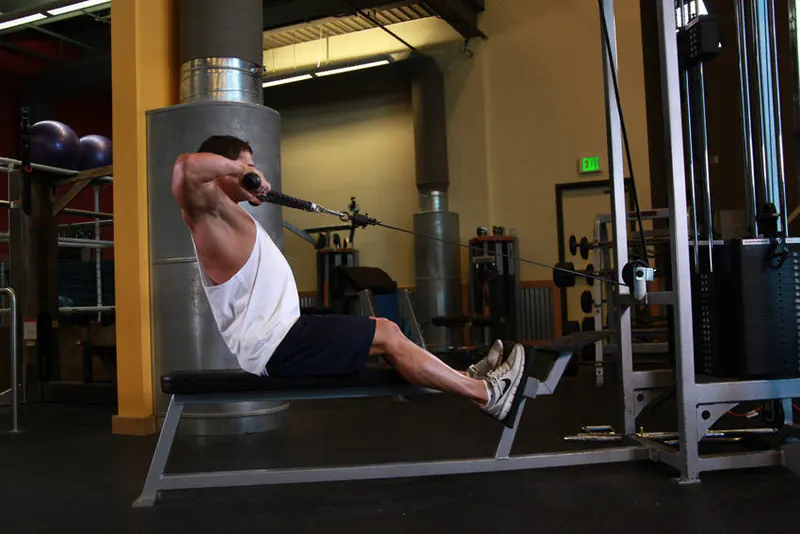 Low Pulley Row To Neck: end position